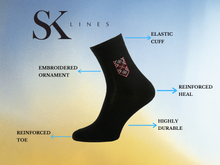Load image into Gallery viewer, Black Men Soft Breathable Embroidery Ornament Socks (2-pairs).