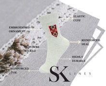 Load image into Gallery viewer, Linen Flax Women Soft Breathable Embroidery Ornament Socks (Pack of 2-pairs)