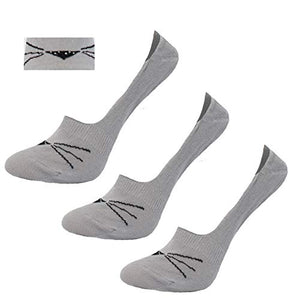 Women's Cotton No Show Soft Loafer Invisible Ultra Thin Socks 3 Pairs (5-9, grey)