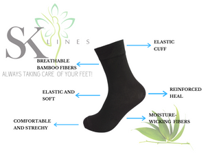 Black Bamboo Socks for Men and Women 3 Pairs – Soft, Breathable Crew Style Unisex