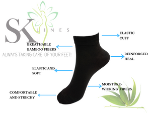 Black Bamboo Socks for Men and Women 3 Pairs – Low Cut Style Socks (Unisex Size 7-11)