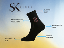 Load image into Gallery viewer, Black Men Soft Breathable Embroidery Ornament Socks (2-pairs).
